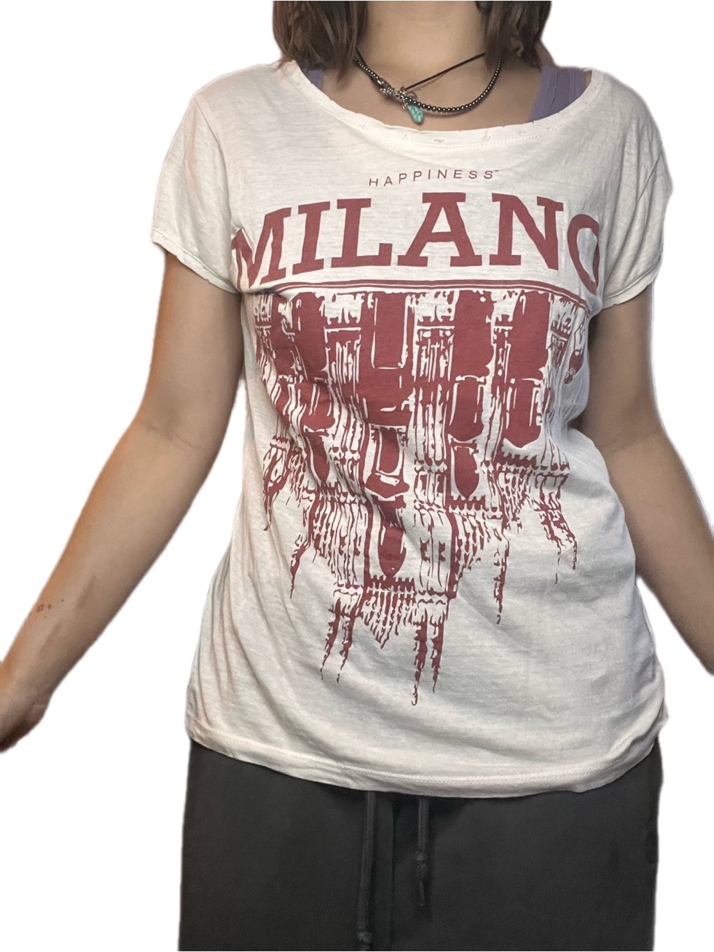 MILANO Y2K Happiness Milano Distressed Graphic Tee